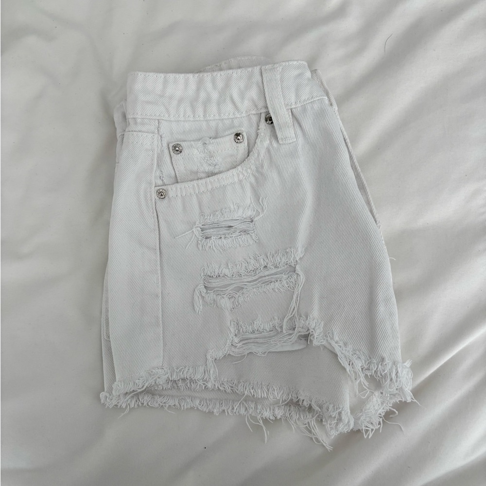 Refuge White Frayed Jean Shorts